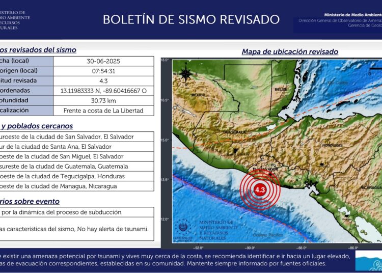 Sismo de 4.3 no causa afectaciones y carreteras se mantienen sin inconvenientes