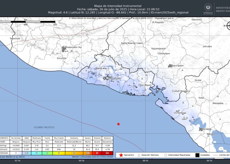 Sismo de 4.6 sacude la costa de Usulután