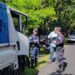 Colisión entre bus y camión en San Pedro Perulapán deja solo daños materiales