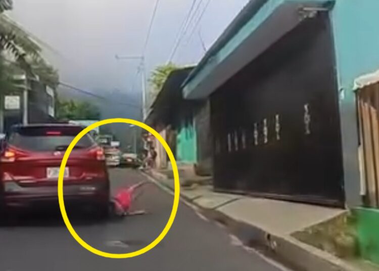 Mujer se desmaya en la calle y casi es atropellada