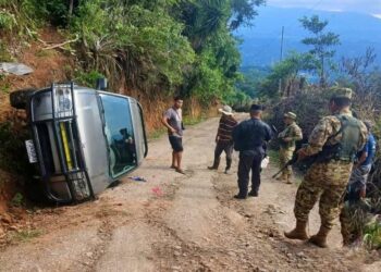 Seis personas, entre ellas dos menores, resultan lesionadas en vuelco de pick up