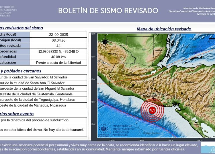 Sismo de 4.1 frente a la costa de La Libertad activa protocolos de emergencia en El Salvador