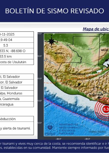 Sismo frente a la costa de Usulután se sintió en varios puntos del país sin generar alerta de tsunami