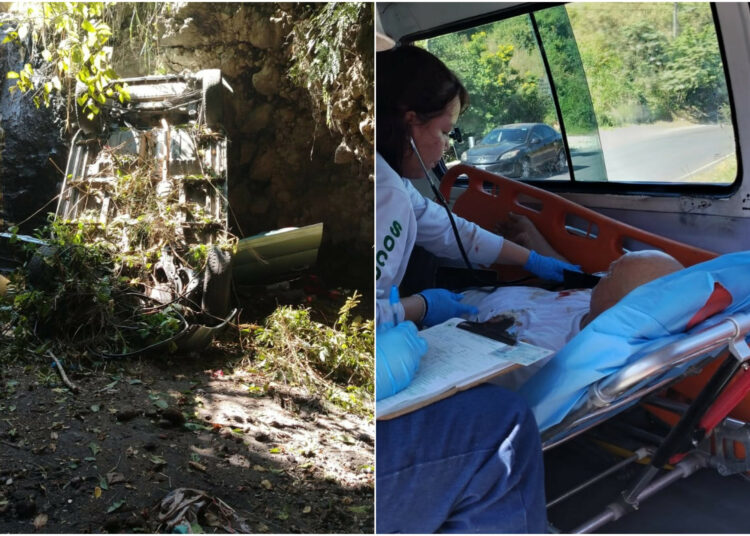 Conductor sobrevive tras caer con su vehículo a un barranco