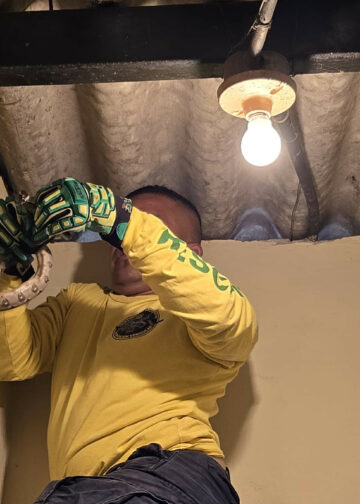 Rescatan a culebra masacuata atorada en el techo de una casa en San Martín