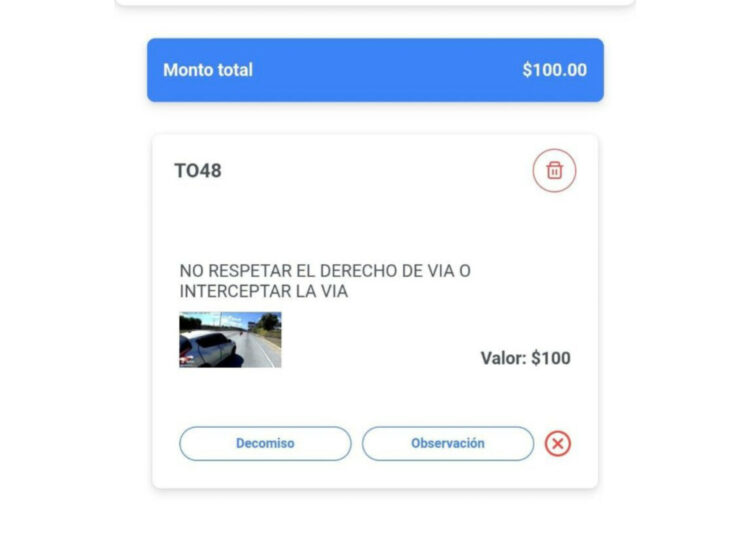 VMT impone multa de $100 a conductor por irrespetar el derecho de vía