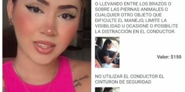 Multan a Madison Shantal por conducir sin cinturón y usar el celular al volante