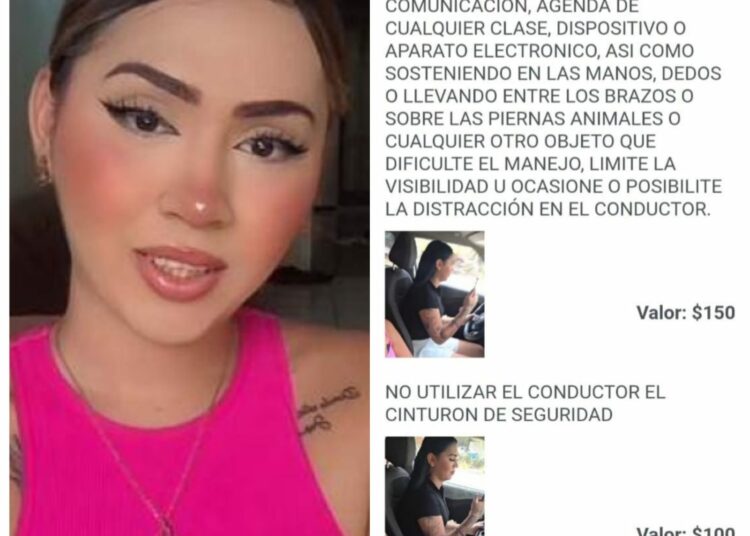 Multan a Madison Shantal por conducir sin cinturón y usar el celular al volante