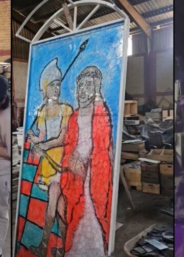 Alcaldía de Santa Ana Oeste elabora vitrales para fortalecer la Semana Santa y el turismo local