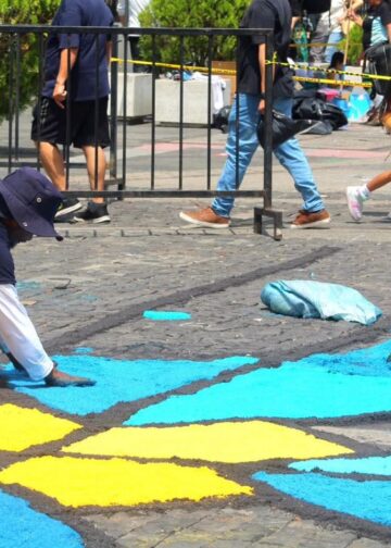 Mega alfombra del Centro Histórico entra en su fase final
