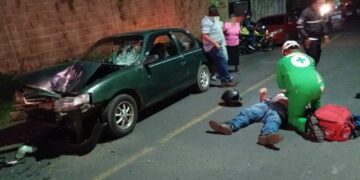 Motociclista resulta lesionado tras fuerte percance vial en San Martín