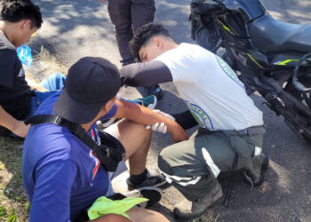 Dos personas resultan lesionadas tras accidente en motocicleta sobre el Boulevard Constitución