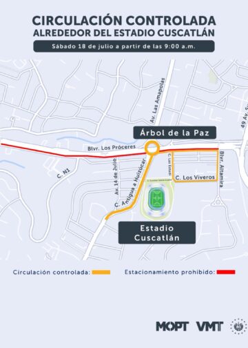 Circulación controlada en alrededores del estadio Cuscatlán por final de la Supercopa 2026