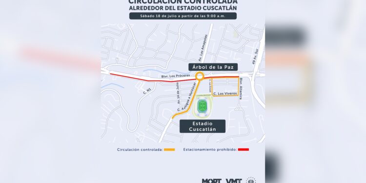 Circulación controlada en alrededores del estadio Cuscatlán por final de la Supercopa 2026 