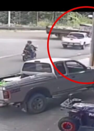 Cámara de seguridad capta accidente entre dos camiones y un vehículo en Sensuntepeque