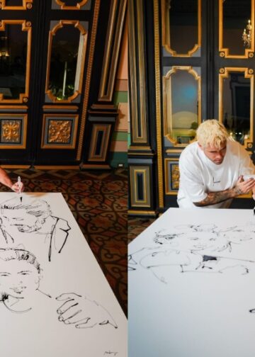 Mr. Drip visita la BINAES y plasma a la familia presidencial en una de sus obras