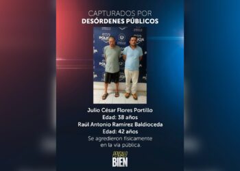 Capturan a sujetos por desórdenes públicos, informa la Policía 