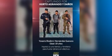 Capturan a sujeto que hurtó dinero de una ferretería en Morazán 